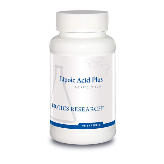 Biotics Research Lipoic Acid Plus bottle showcases packaging for daily antioxidant support