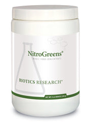 BIOTICS RESEARCH NitroGreens powder bottle front for daily antioxidant support