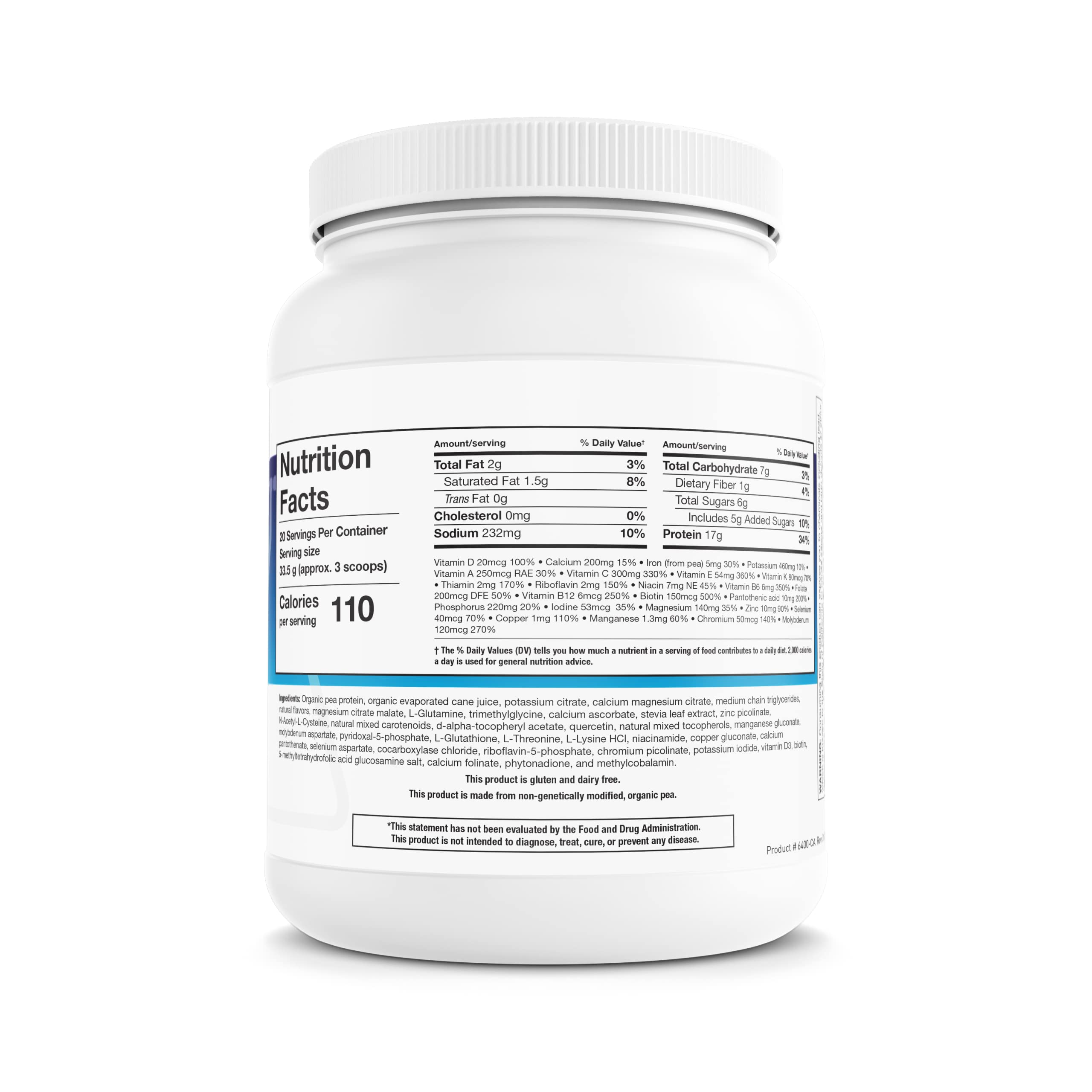 NutriClear powder tub back shows ingredients supporting liver detox pathways.