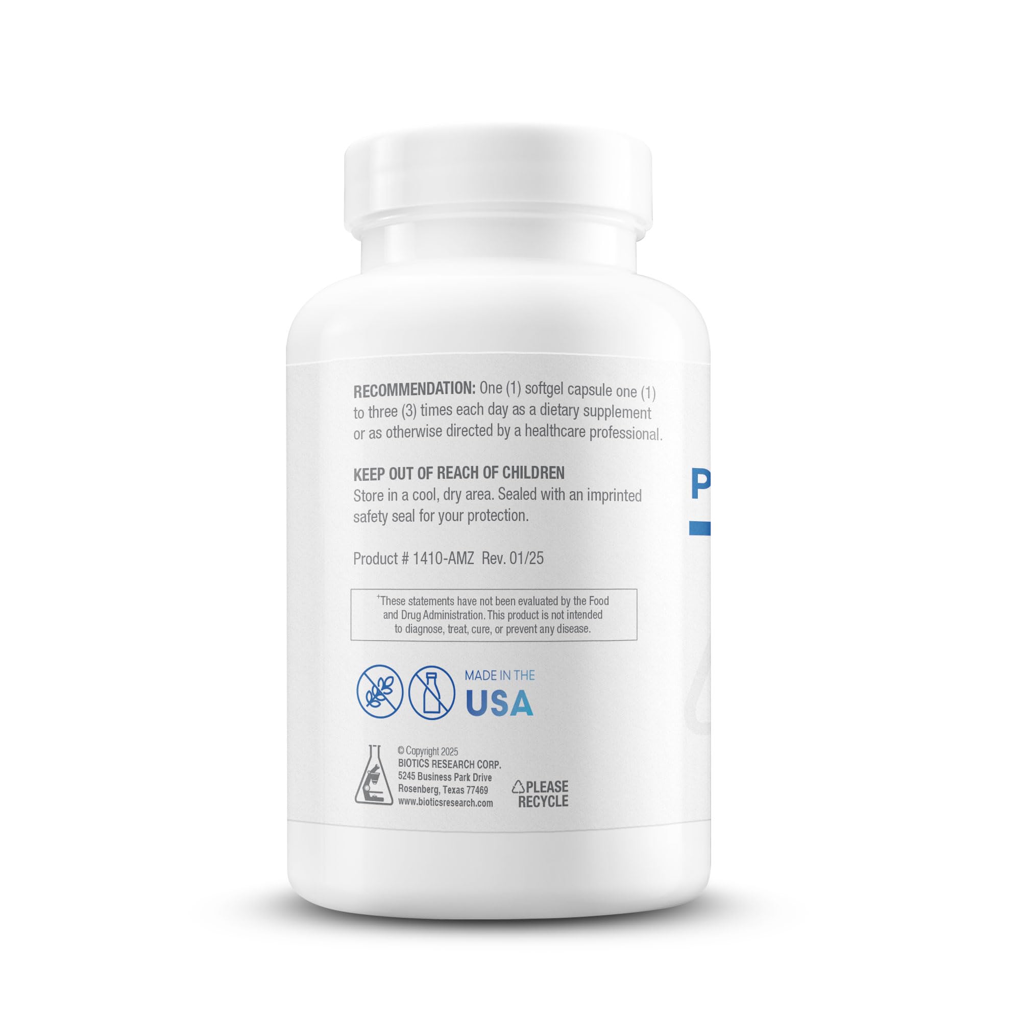 Biotics Research phosphatidylcholine label detail emphasizing liver health potential.