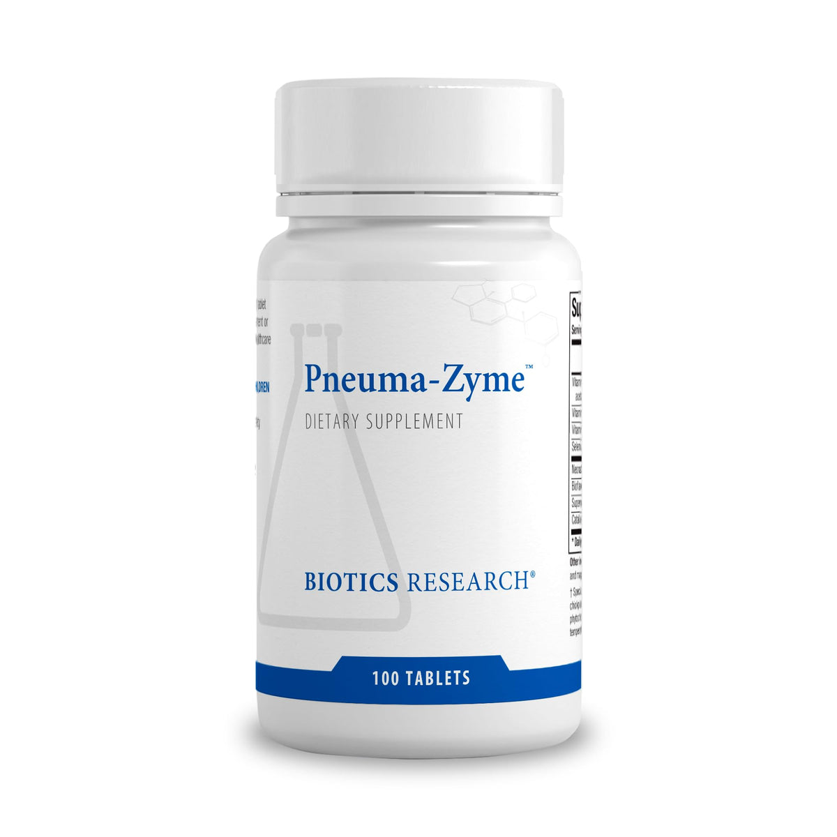Biotics Research Pneuma-Zyme tablets bottle for respiratory support and lung health