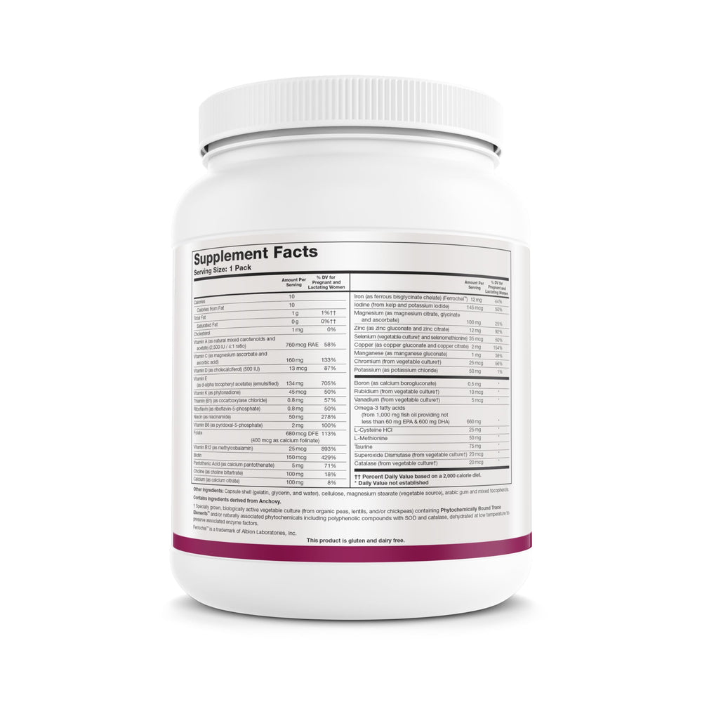 Biotics Research Pre-Natal Packs omega-3 capsules support nutritional intake.