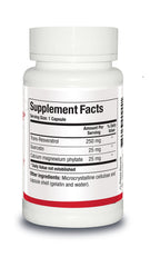 ResveraSirt HP pill closeup shows trans-resveratrol and quercetin blend for antioxidant support.
