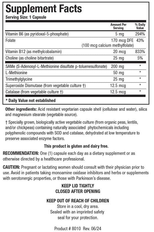 SAMethylate Plus ingredient panel highlighting 5MTHF and B12 benefits