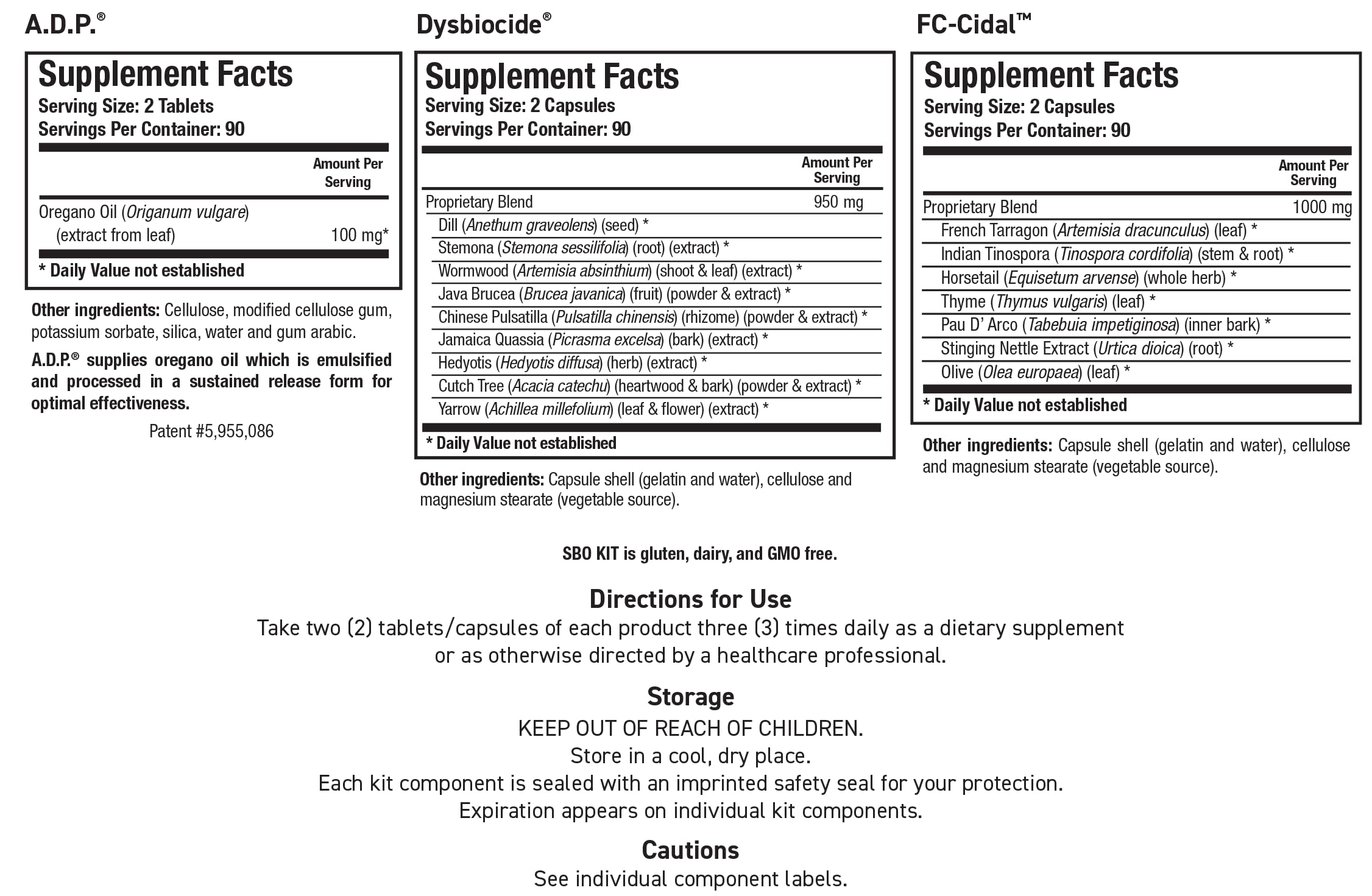 Biotics Research SBO Kit guidebook included for usage directions.