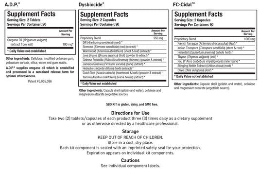 Biotics Research SBO Kit guidebook included for usage directions.
