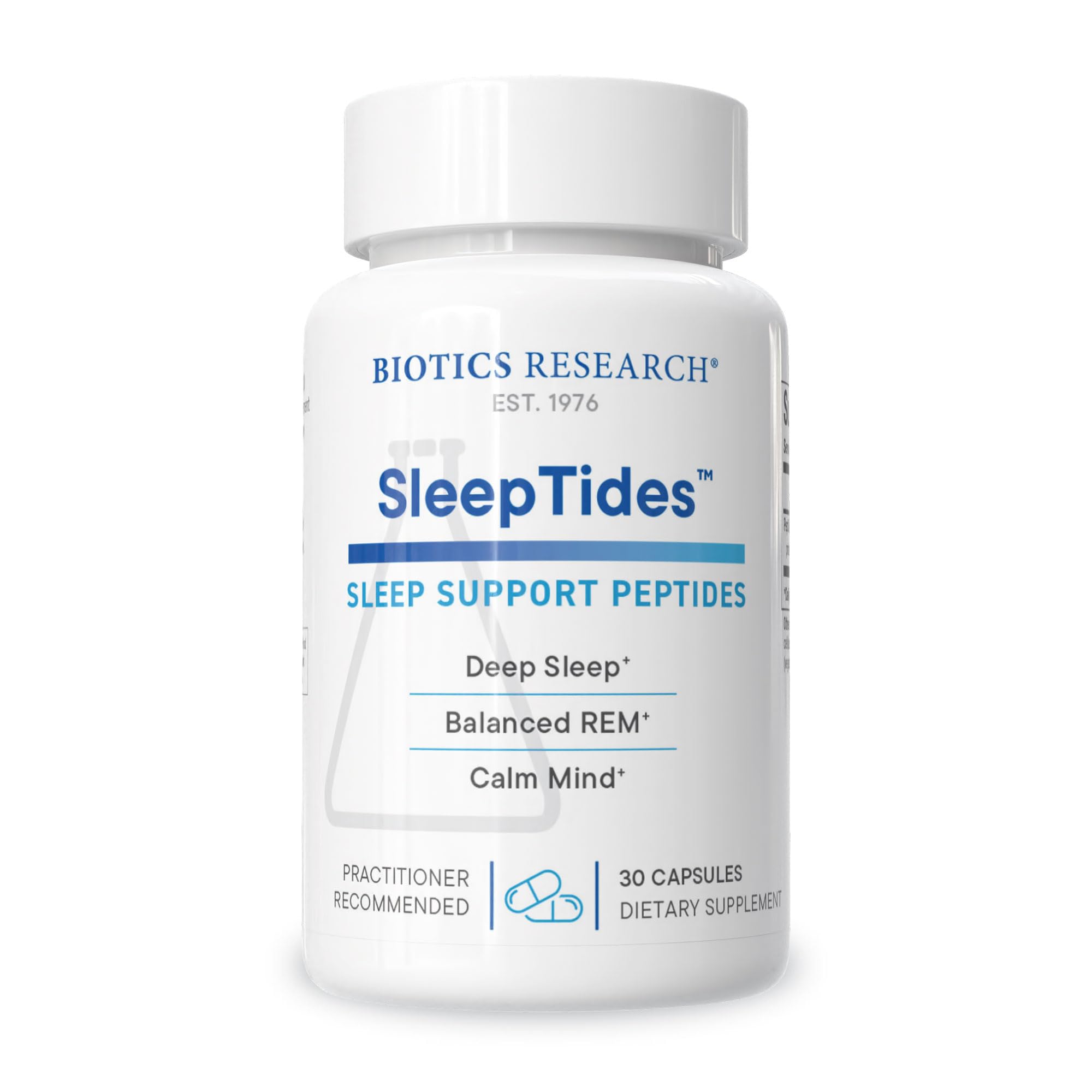 BIOTICS RESEARCH SleepTides bottle demonstrates deep sleep support.