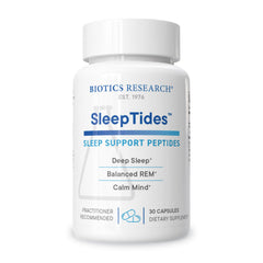 BIOTICS RESEARCH SleepTides bottle demonstrates deep sleep support.
