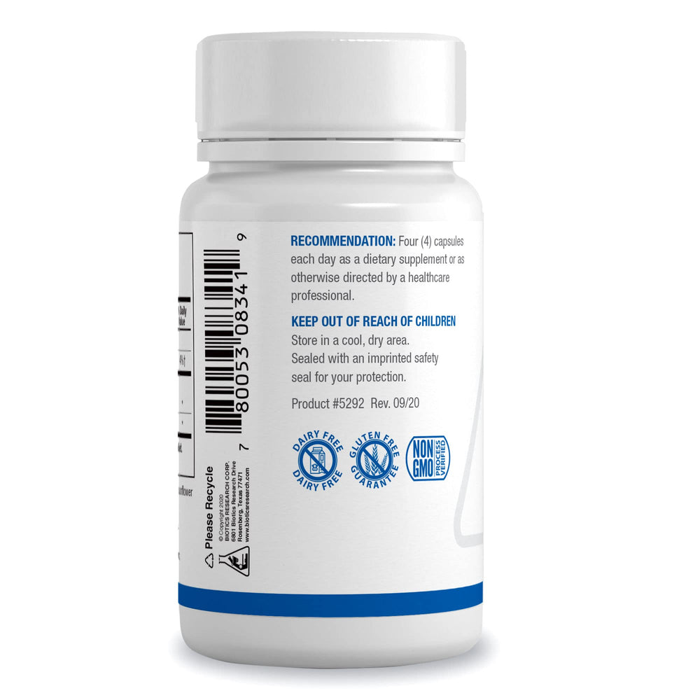 Biotics Research Ultimate Immuno-gG SBI label closeup highlights allergen-free ingredients for clean supplement use.