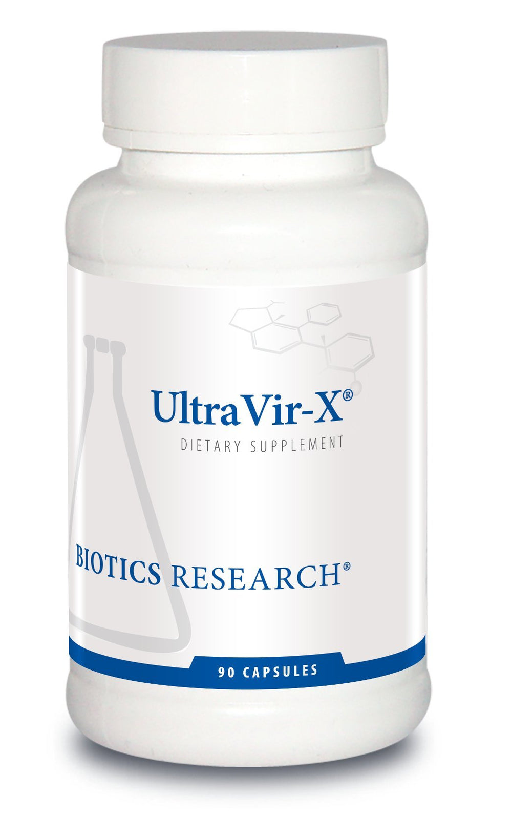 Biotics Research UltraVir-X bottle front highlights daily immune support.