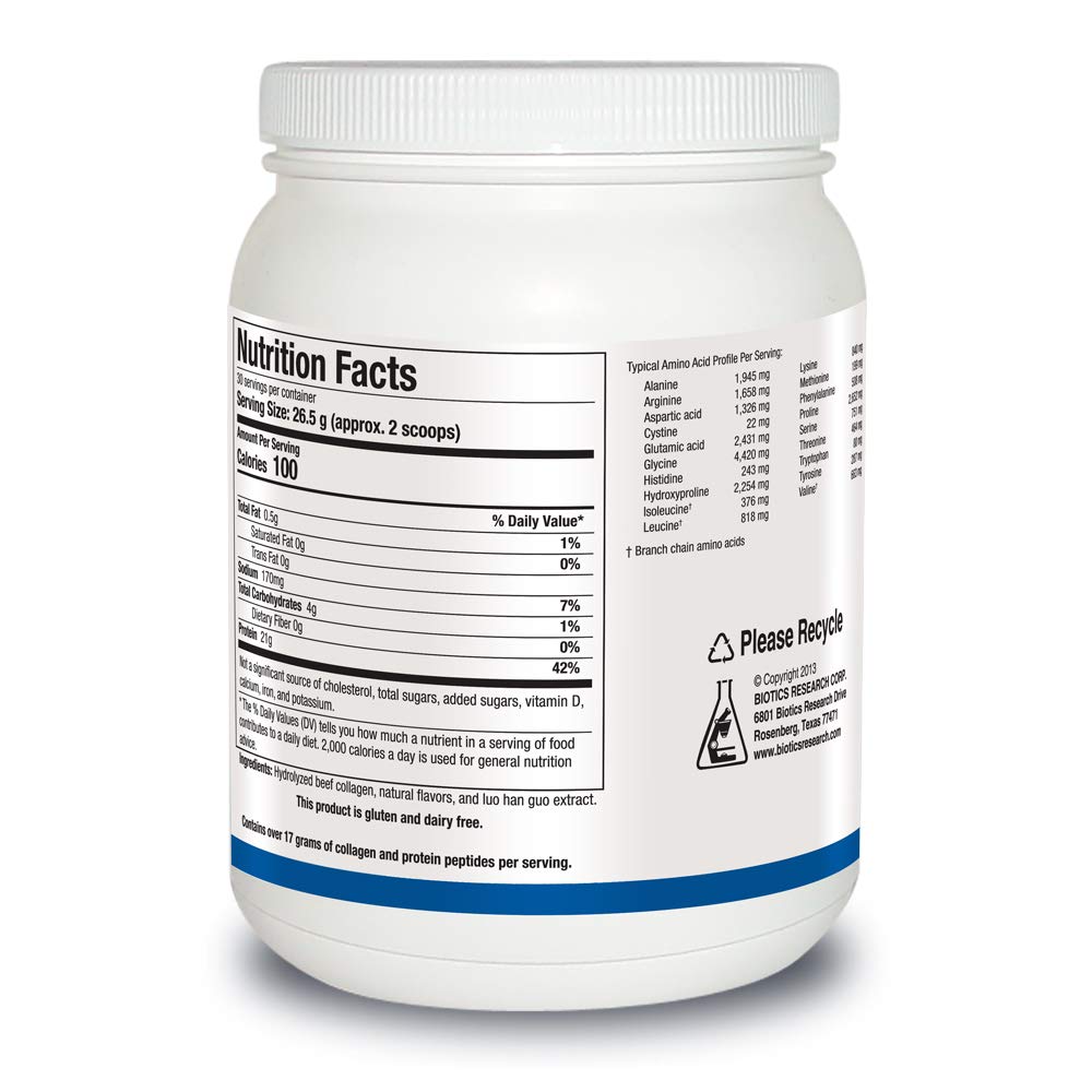 Biotics Research vanilla creme flavor powder, smooth texture for morning shakes.