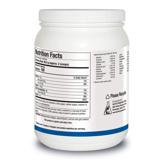 Biotics Research vanilla creme flavor powder, smooth texture for morning shakes.