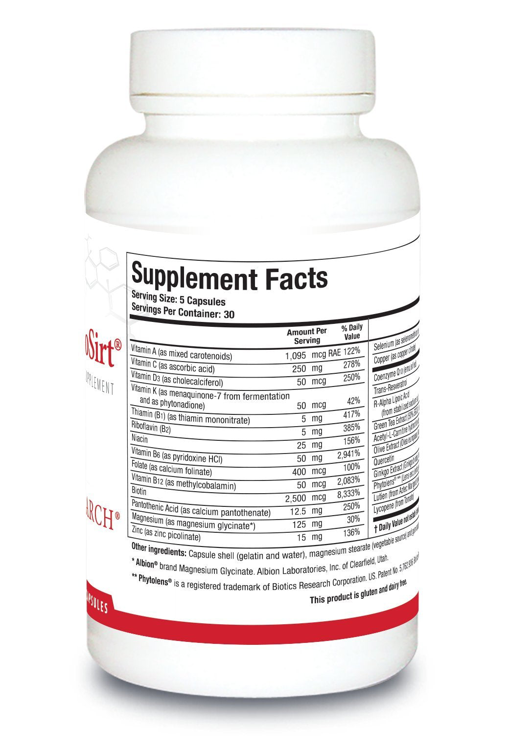 Biotics Research VasculoSirt capsules packaging with easy-to-swallow pills for daily vascular support