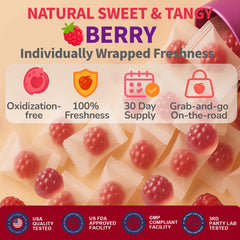 Biotics2 Bloom10 gummy closeup displays soft texture and tangy berry flavor