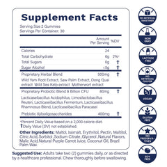 Biotics2 Flora12 XOS prebiotics label for gut-friendly balance.
