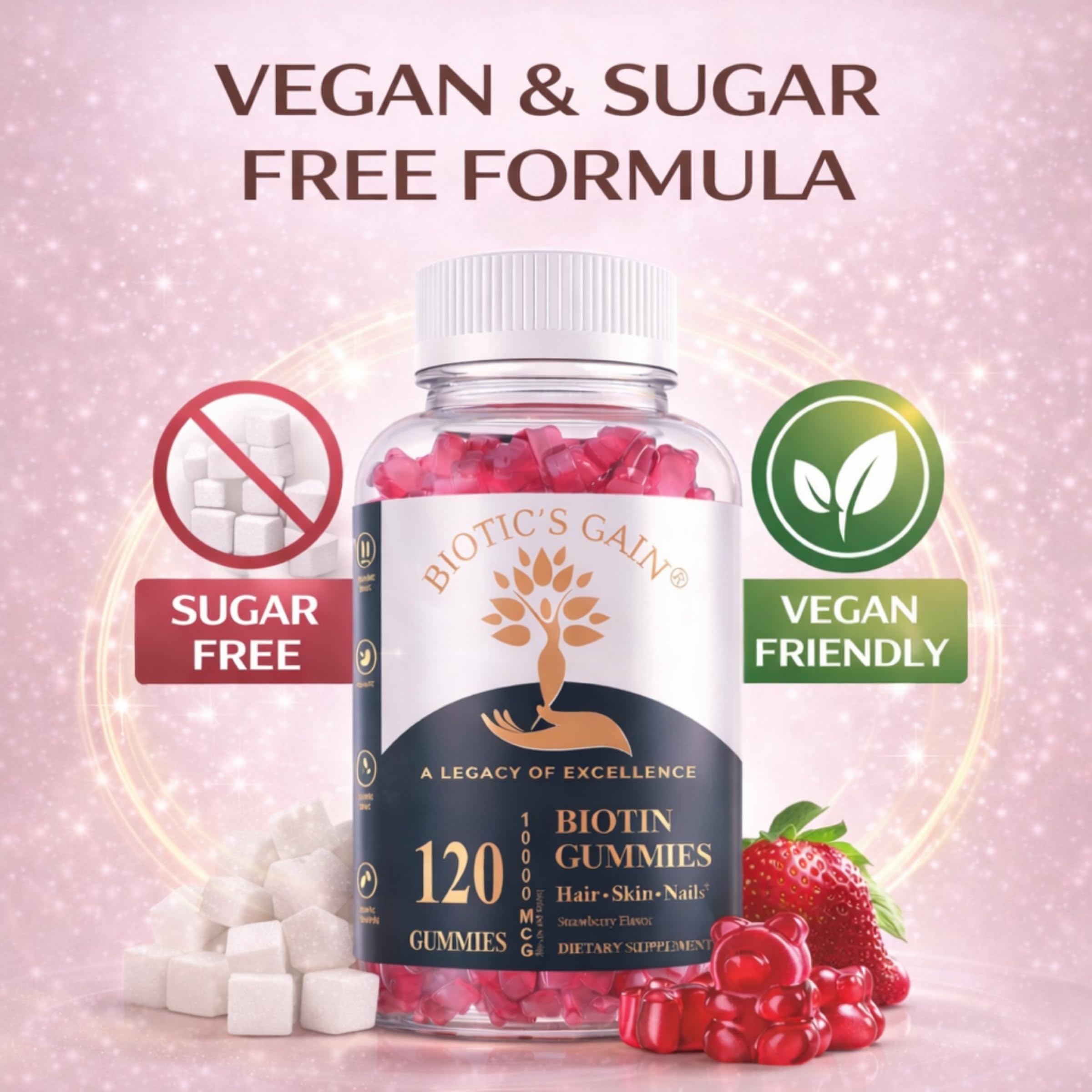 BioticsGain biotin gummies fit into daily routine for hair and nails maintenance