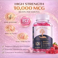 BioticsGain packaging view shows 120 gummies for a two-month supply