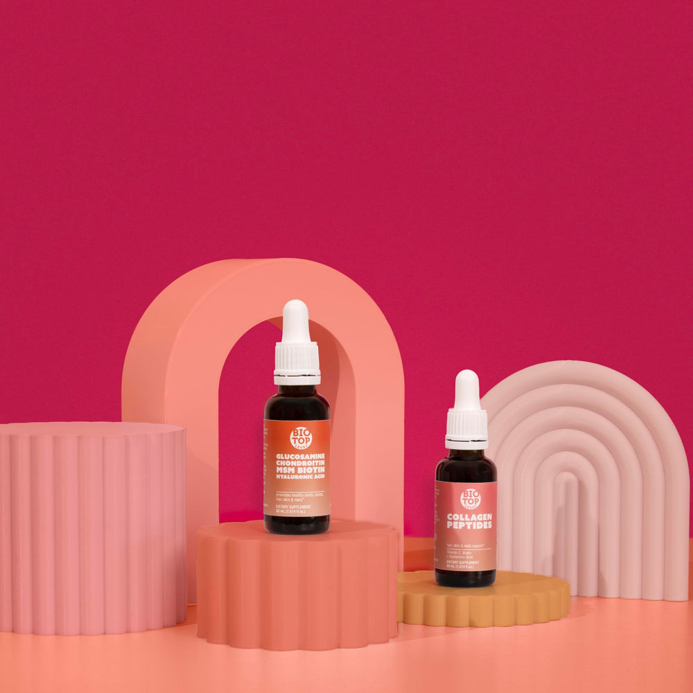 BIOTOPLEVEL daily wellness routine with bundle bottles