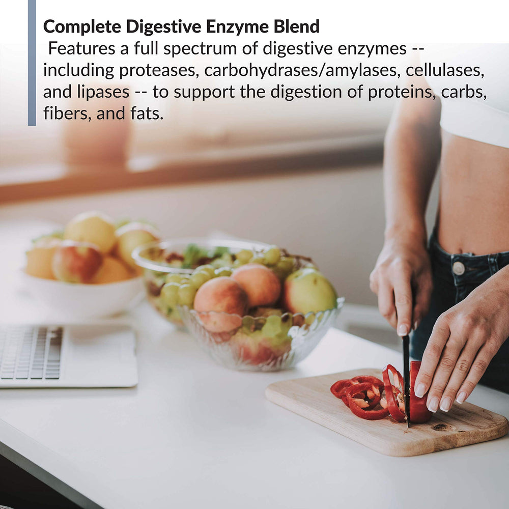 BioTrust AbsorbMax ingredient panel shows enzyme types and their digestion roles.