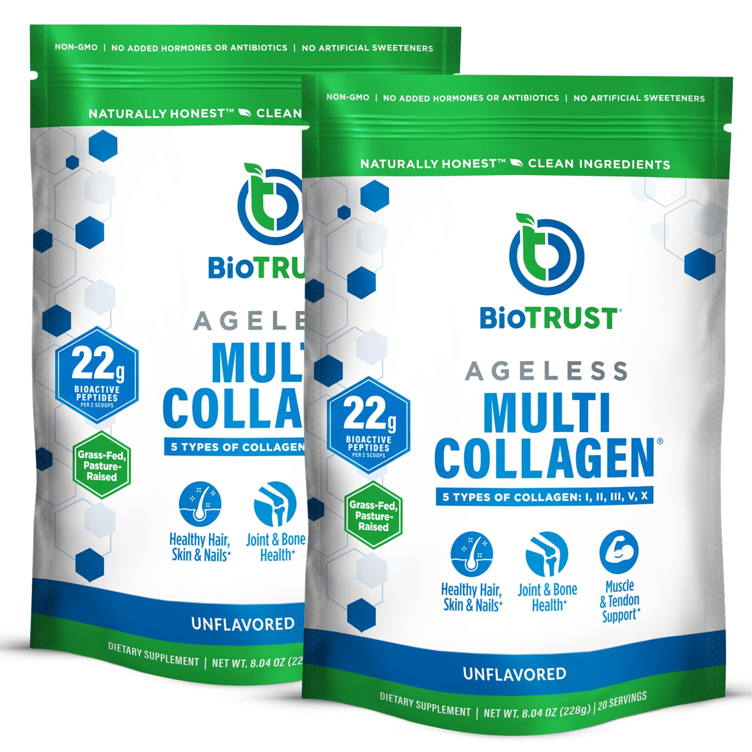 BioTrust Ageless Multi Collagen powder tub front for holistic wellness