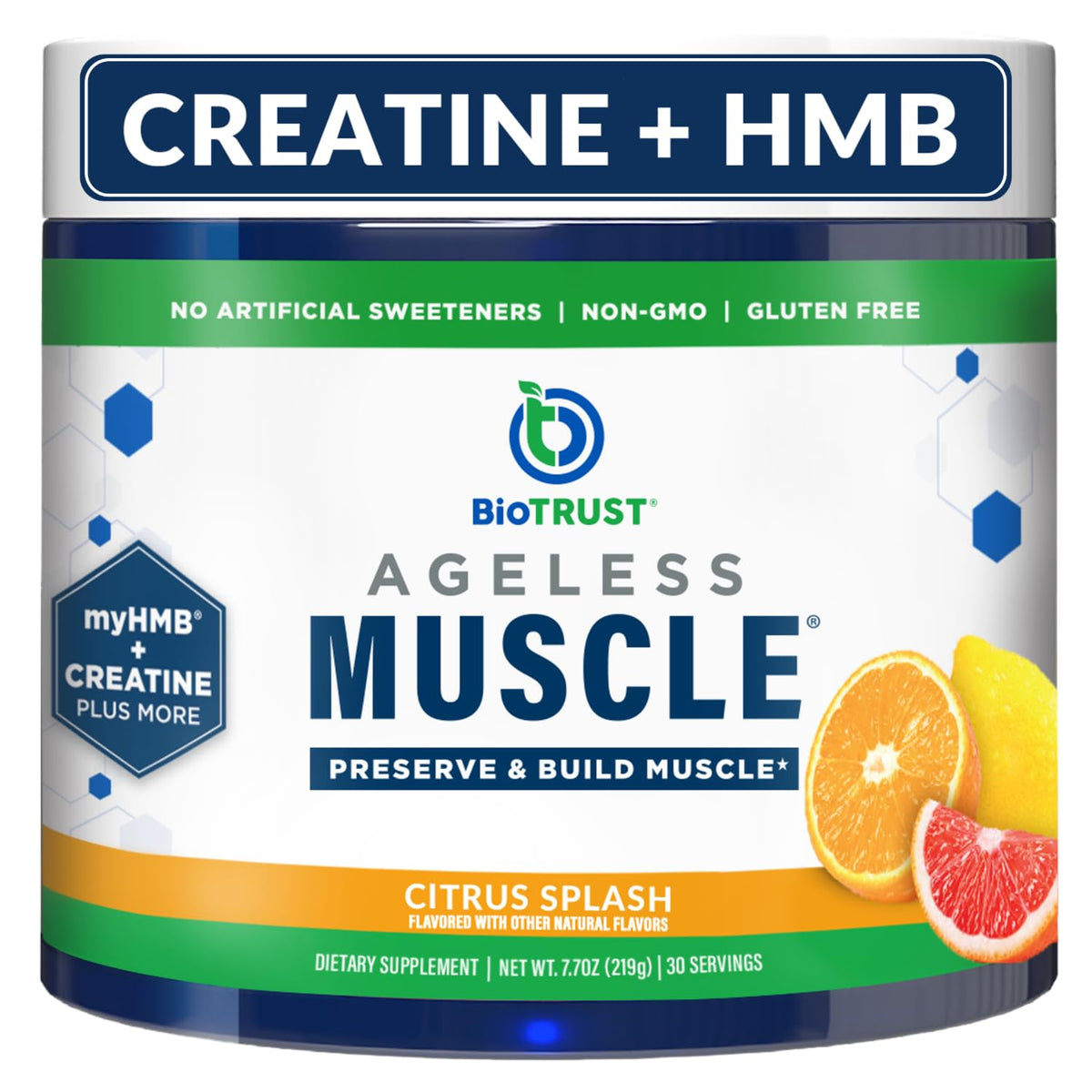 BioTrust Ageless Muscle Builder Citrus Splash tub for daily muscle support