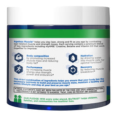 BioTrust Ageless Muscle Builder glass of water beside the jar.