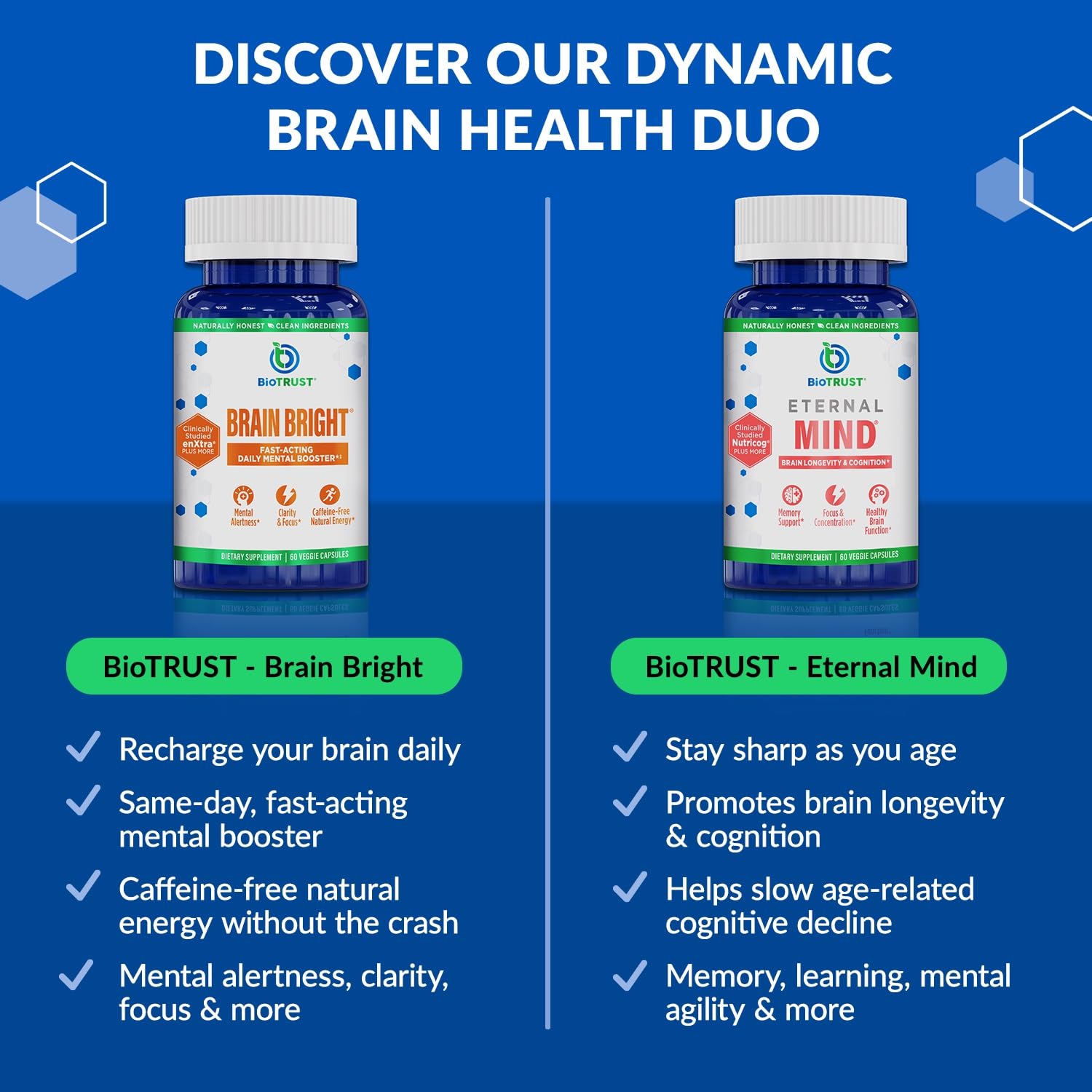 BioTrust Brain Bright serving scoop beside bottle for quick use