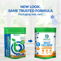 Biotrust Collagen Turmeric Golden Milk powder in a cup, ready for a soothing daily ritual.