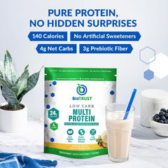 BioTrust grass-fed whey isolate powder ready for smoothies.
