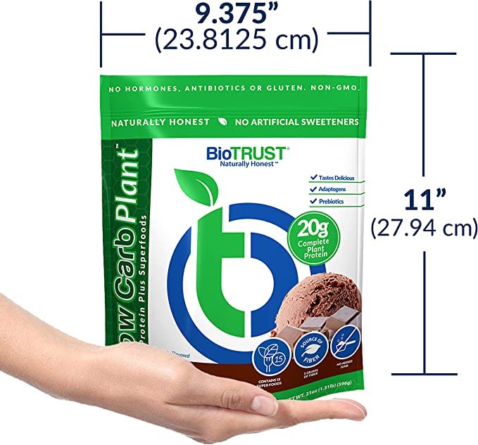 BioTrust Low Carb Plant shake in glass demonstrates smooth mixability