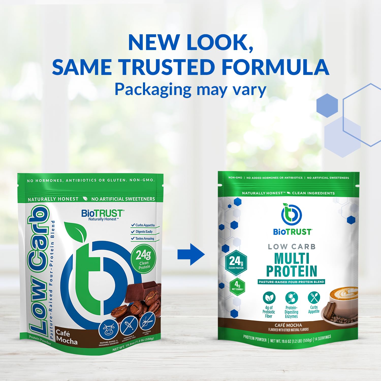 BioTrust Cafe Mocha low carb protein tub ideal for daily smoothies
