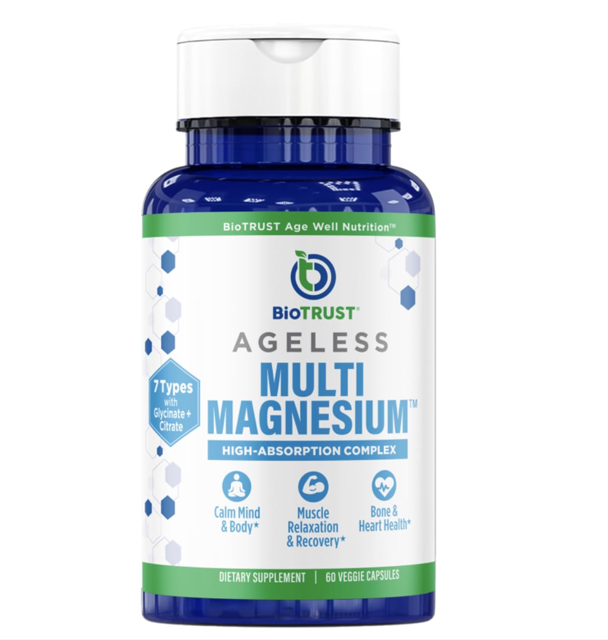 BioTrust Multi Magnesium Complex bottle pour for easy daily dosing and calm focus.