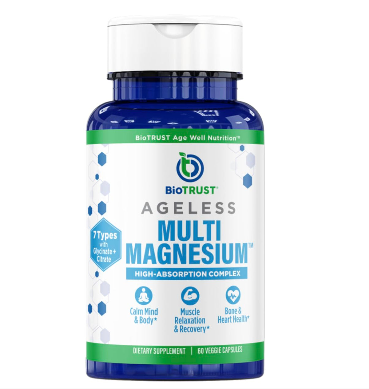 BioTrust Multi Magnesium Complex bottle pour for easy daily dosing and calm focus.