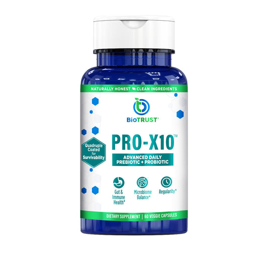 BioTrust Pro-X10 2.0 bottle front for daily gut support