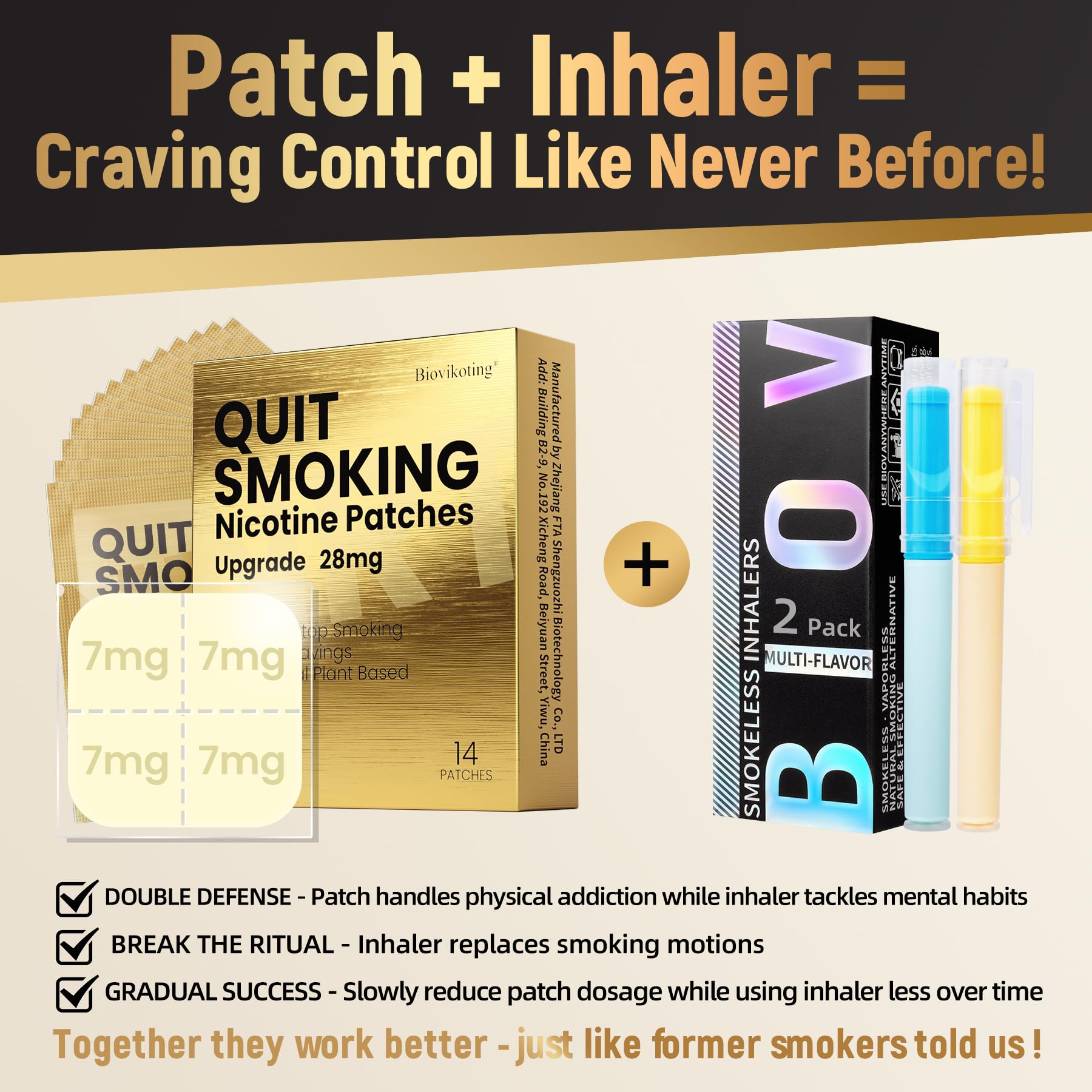 Biovikoting divisible 7mg patches enable flexible dosing for personalized quit plans.