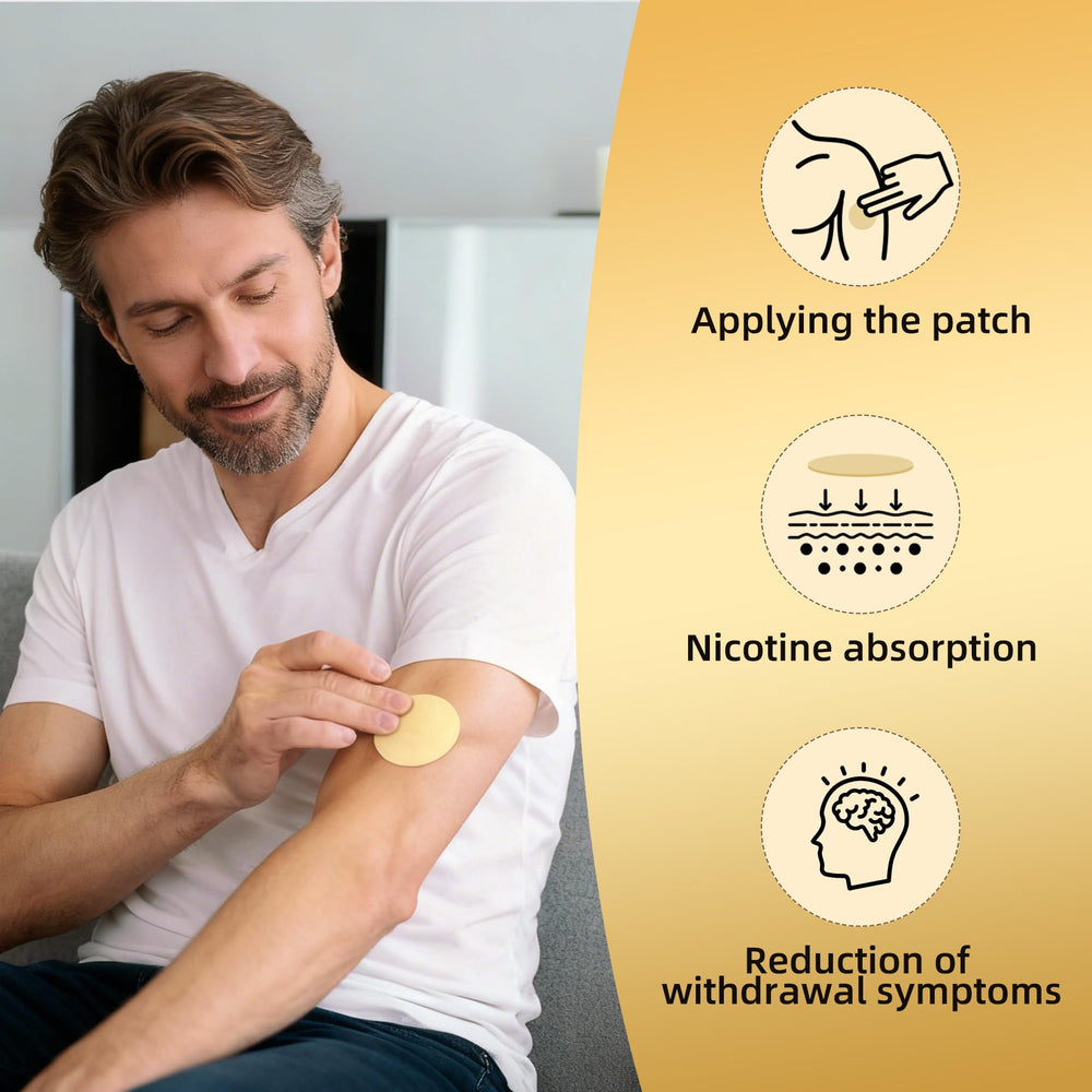Biovikoting nicotine patch applied to dry skin demonstrates easy daily use.