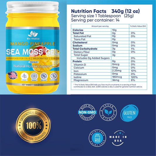 BioVitalica Sea Moss Gel raw sea moss origin shows wildcrafted quality.