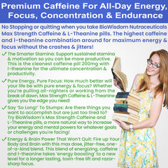 BioWisdom caffeine L-Theanine pills suggest daytime energy and focus.