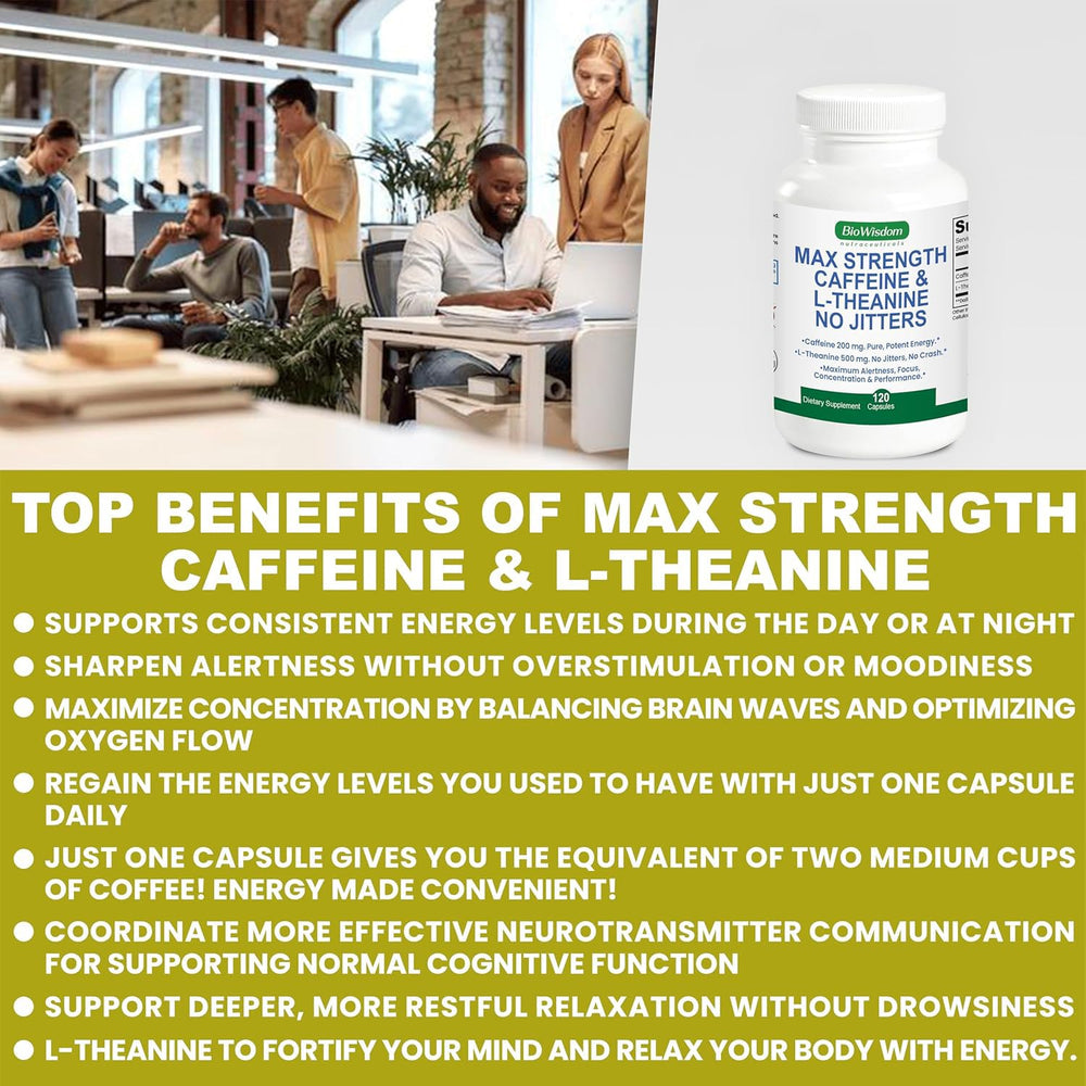 BioWisdom Max Strength bottle is shown for pre-workout use.