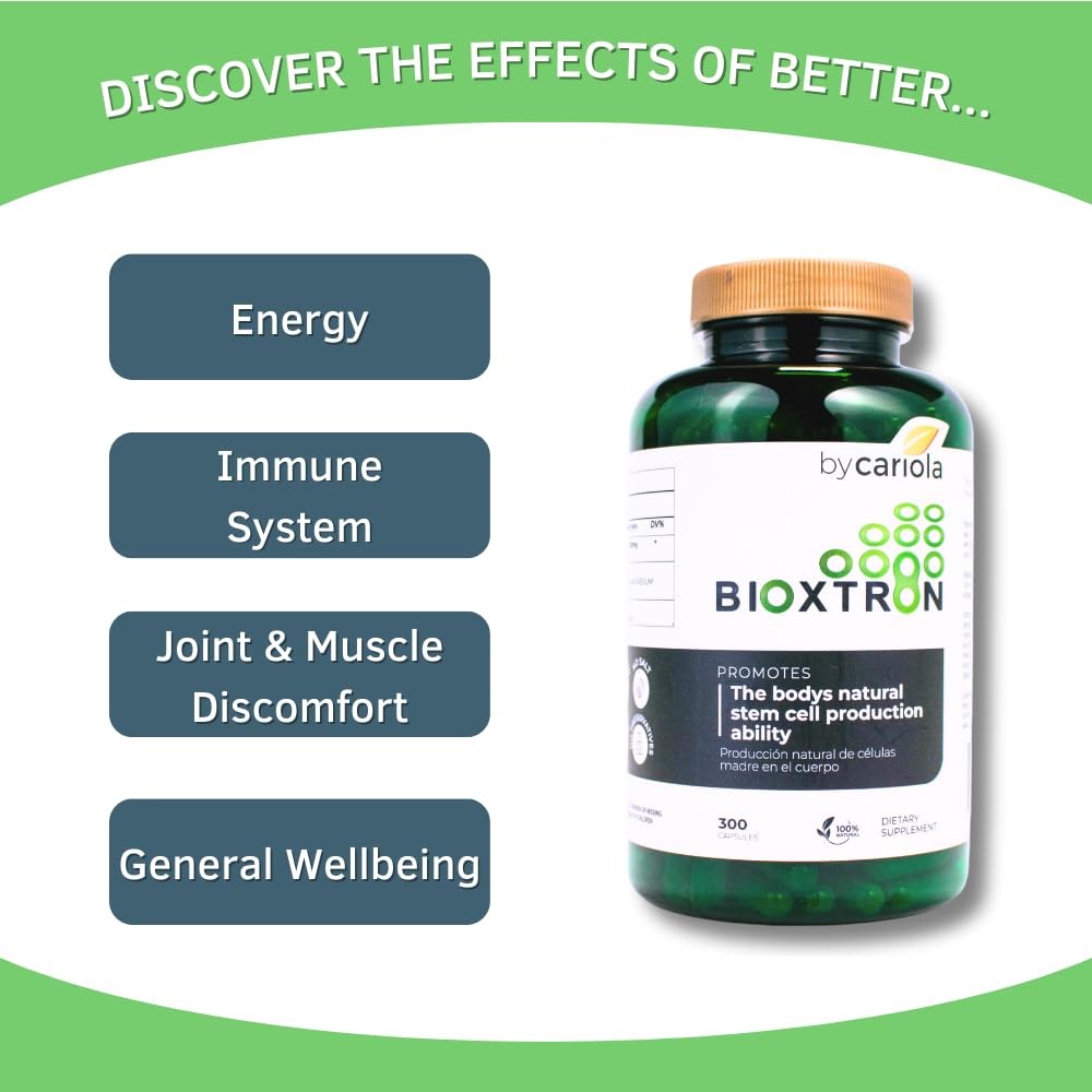 Close-up of Bioxtron capsules highlighting natural ingredients and easy daily use.