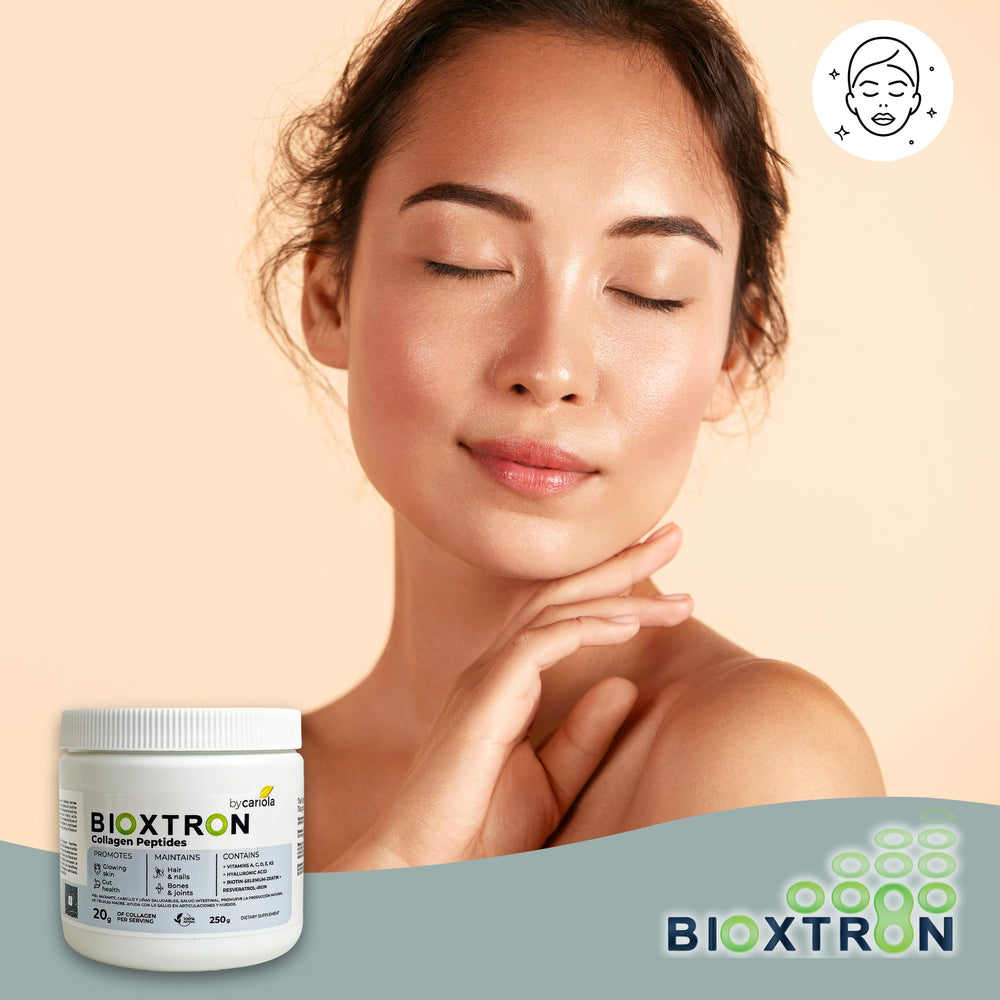 Bioxtron Collagen powder stirred into coffee or drink