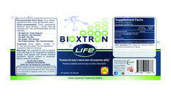 Blue-green algae ingredient panel on Bioxtron Life supplement label highlighting nutrients.