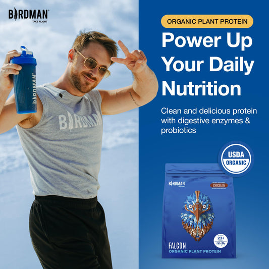 BIRDMAN Falcon chocolate flavor scoop ideal for a post-workout shake