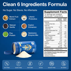 Birdman Falcon vanilla protein bag open with ingredients close-up.