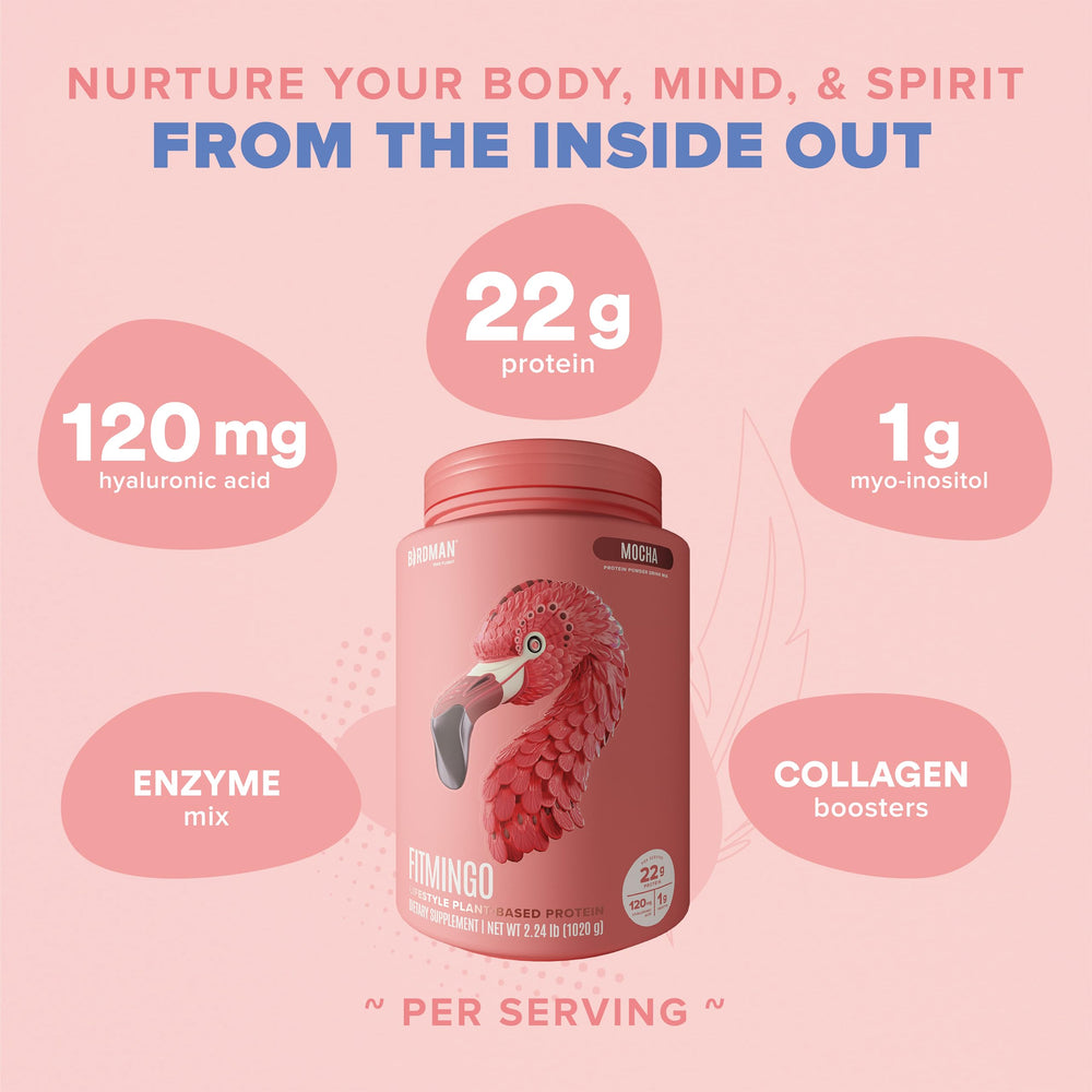 Birdman Fitmingo powder dissolving in water for quick intake