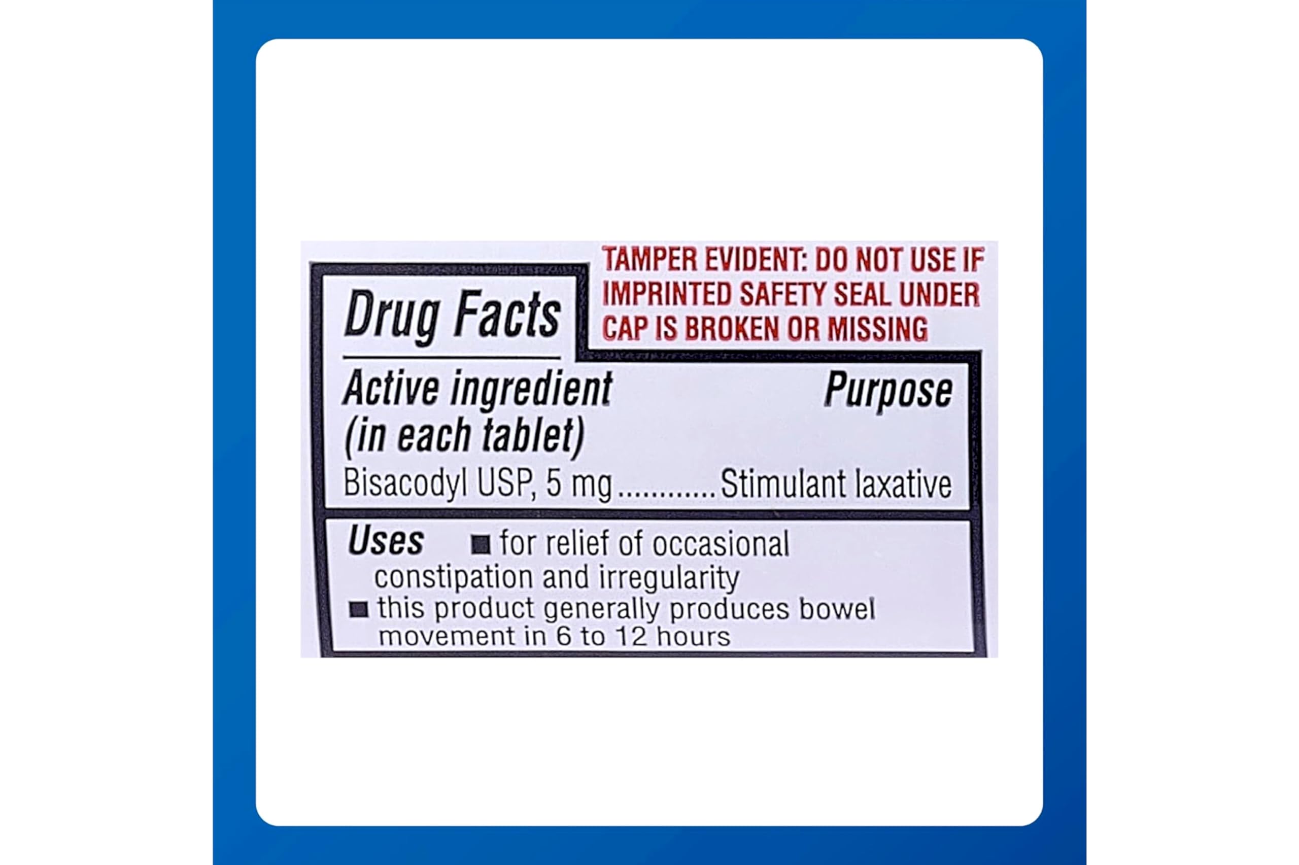Bisacodyl 5 mg tablets close-up highlighting coated, easy-to-swallow form.