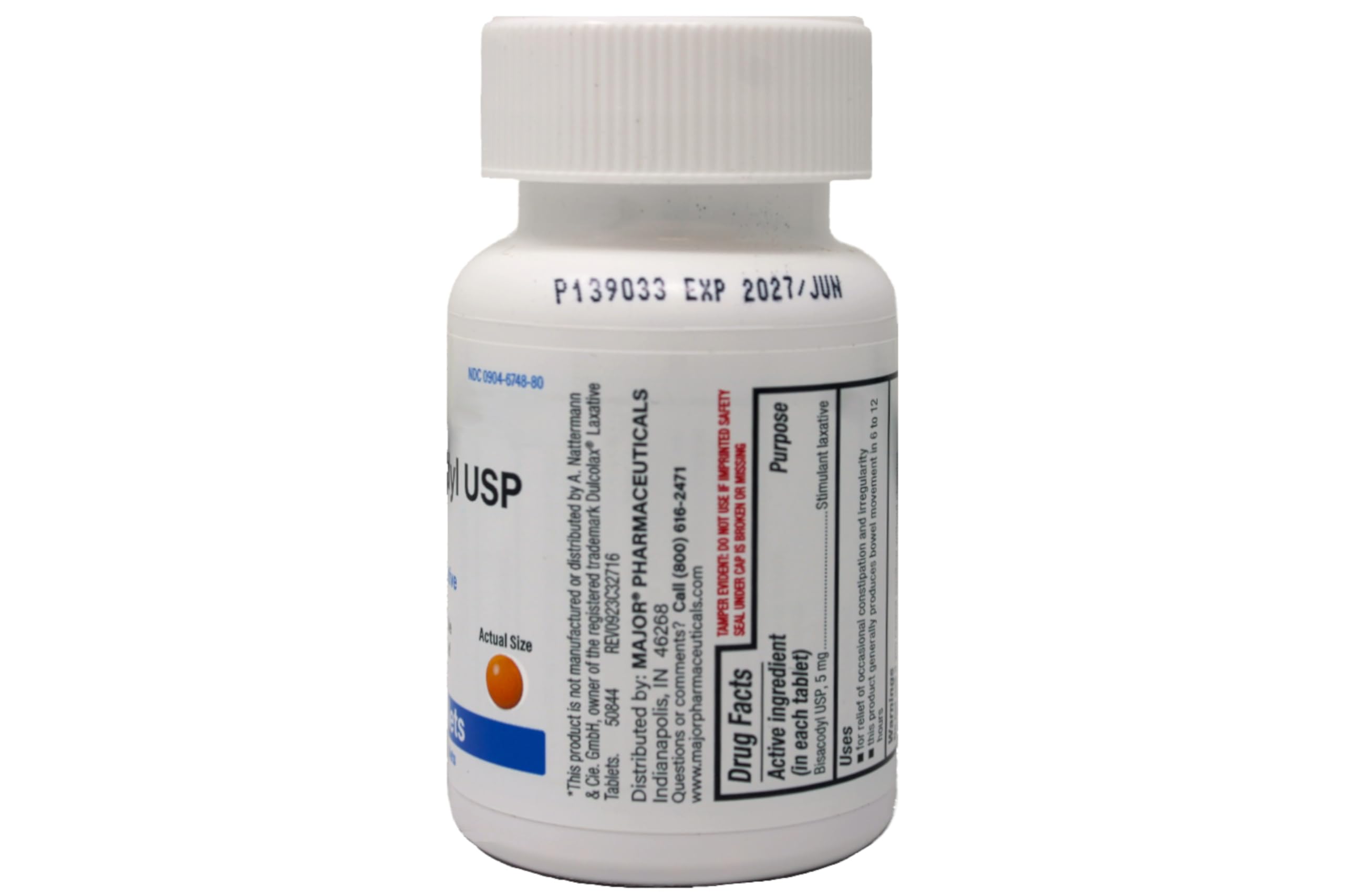 Bisacodyl 5 mg warning icon with cautions.