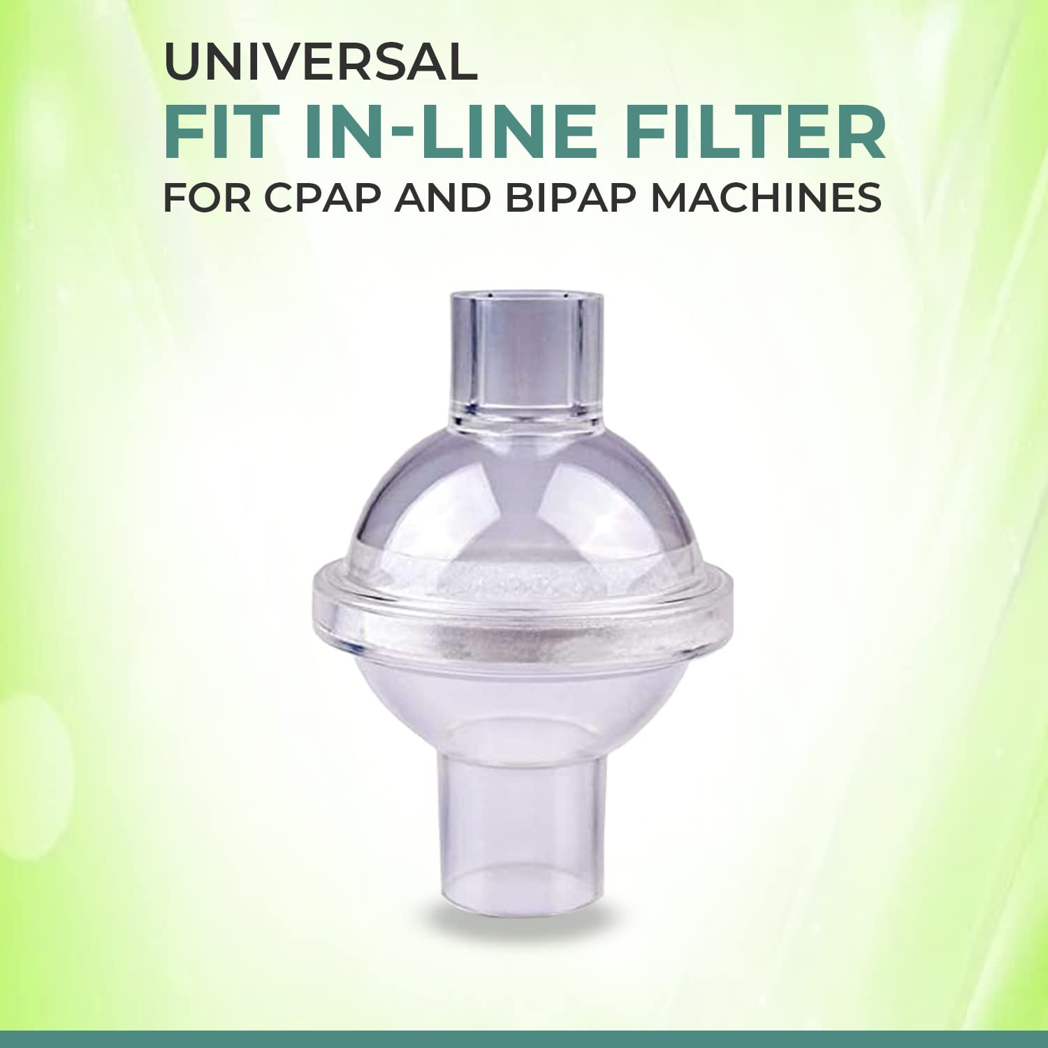 Bistras universal inline filter for CPAP ensures easy replacement.