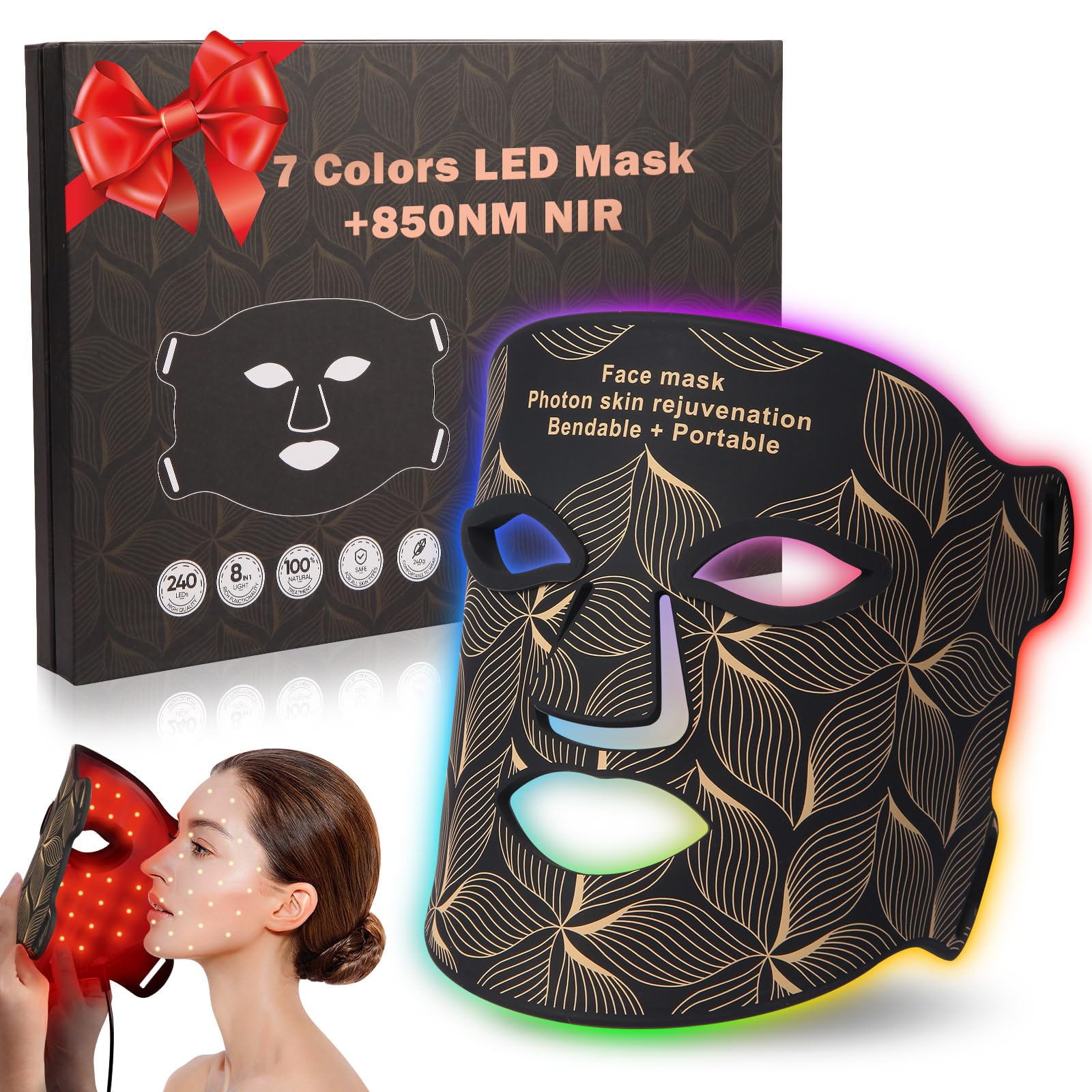 biuufish red light mask front view for at-home skin care
