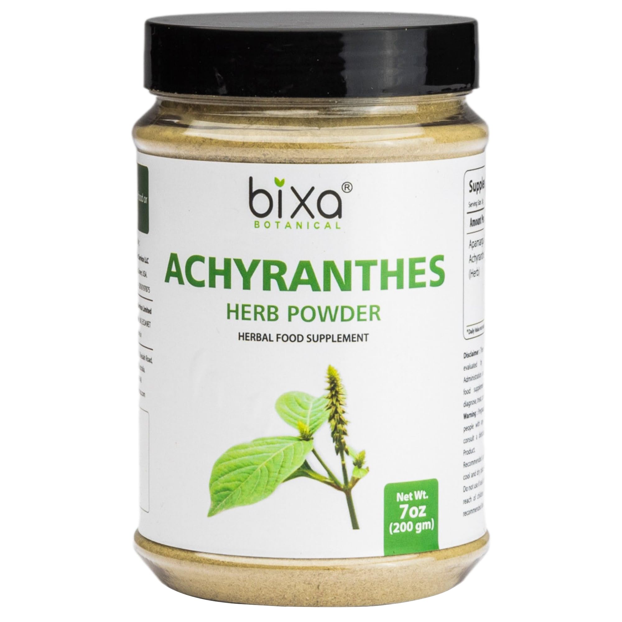 bixa BOTANICAL Apamarga powder bottle close-up highlights fine texture for easy mixing.